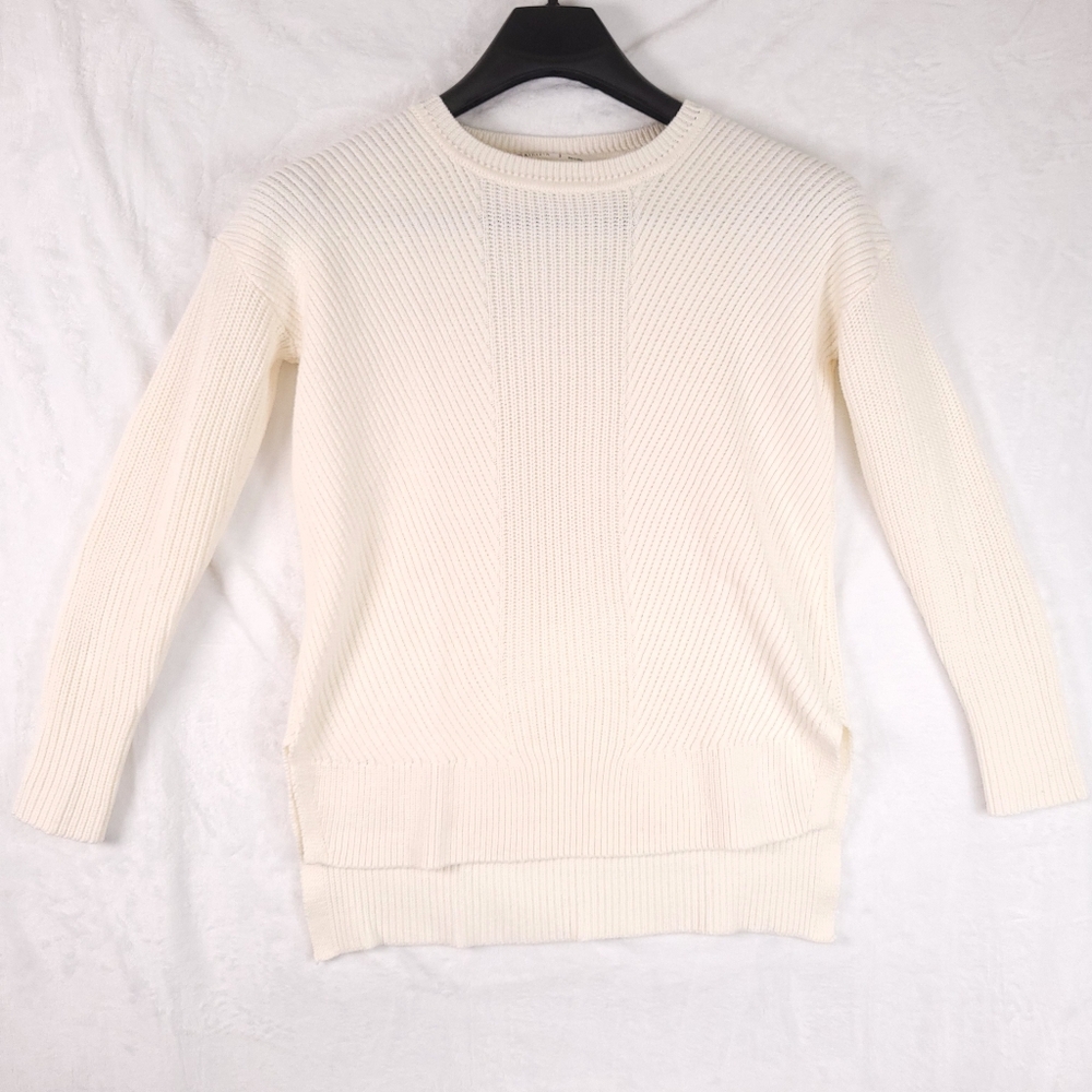 Athleta Merino Wool Blend Off White Cream High Low Knit Sweater Women S
